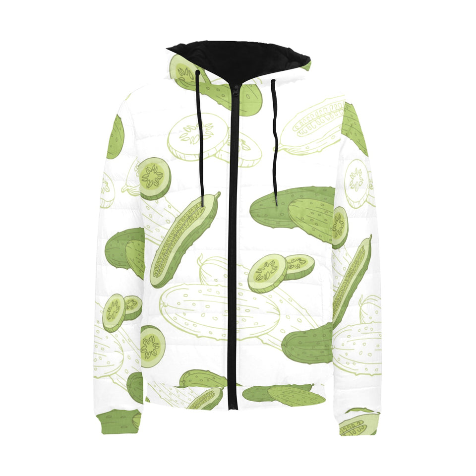Cucumber sketch pattern Men's Padded Hooded Jacket