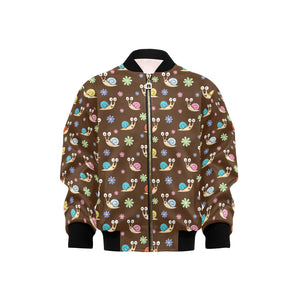 Snail Pattern Print Design 03 Kids' Boys' Girls' Bomber Jacket