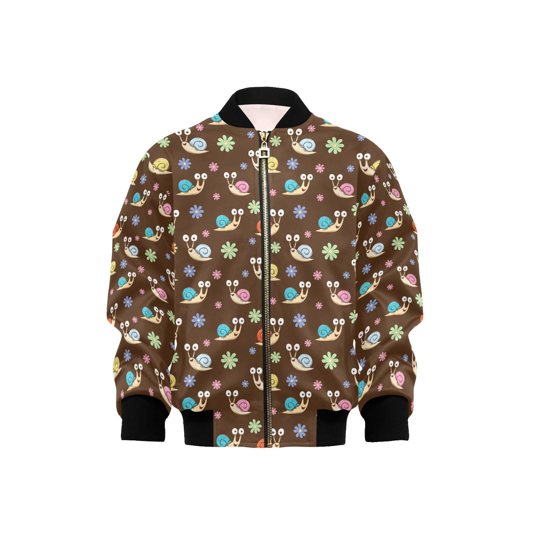 Snail Pattern Print Design 03 Kids' Boys' Girls' Bomber Jacket