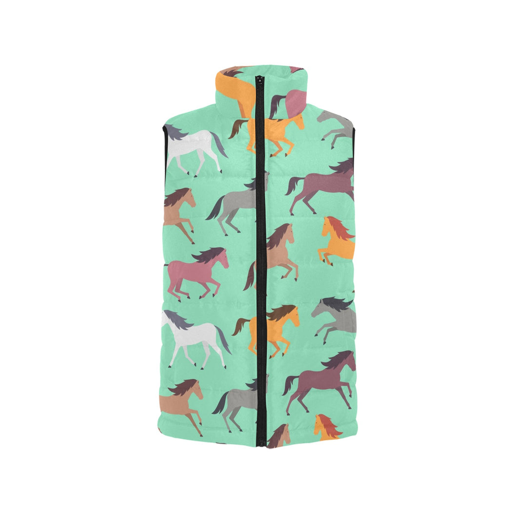 Colorful horses pattern Men's Padded Vest