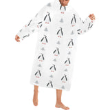 Penguin pattern Blanket Robe with Sleeves