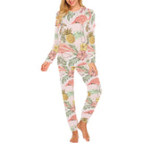 Pink flamingo birds pineapples hibiscus flower pat Women's All Over Print Pajama Set