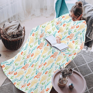 Coral Reef Pattern Print Design 02 Blanket Robe with Sleeves