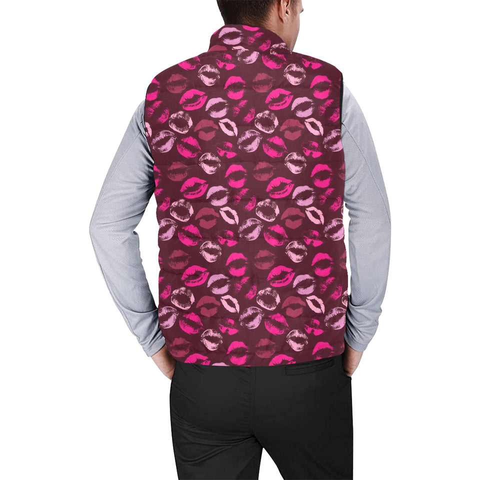 Lips Pattern Print Design 03 Men's Padded Vest