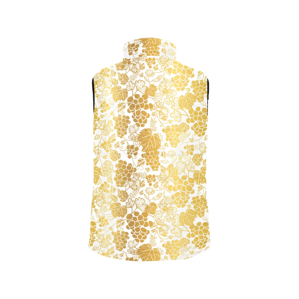 Gold grape pattern Women's Padded Vest