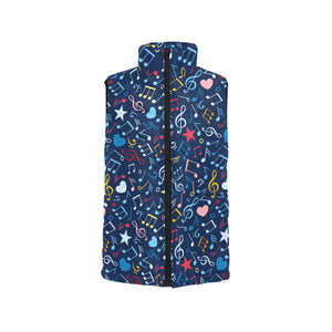 Music Notes Pattern Print Design 03 Men's Padded Vest