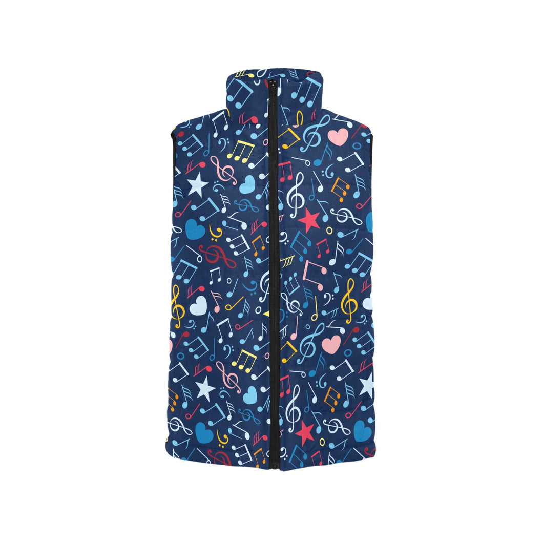 Music Notes Pattern Print Design 03 Men's Padded Vest