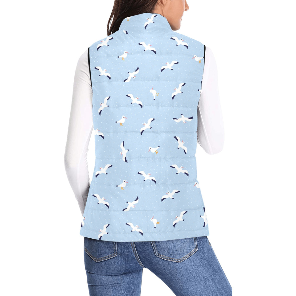 Seagull Pattern Print Design 02 Women's Padded Vest
