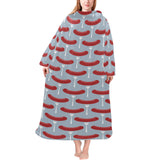 Sausage Pattern Print Design 02 Blanket Robe with Sleeves