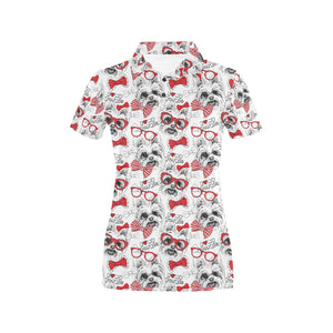 Yorkshire Terrier Pattern Print Design 04 Women's All Over Print Polo Shirt