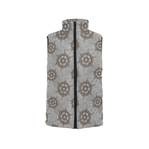 nautical wood steering wheel pattern Men's Padded Vest