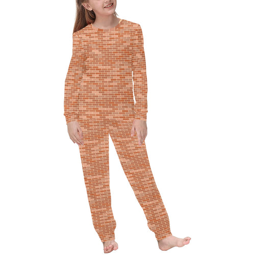 Brick Printed Pattern Print Design 02 Kids' Boys' Girls' All Over Print Pajama Set
