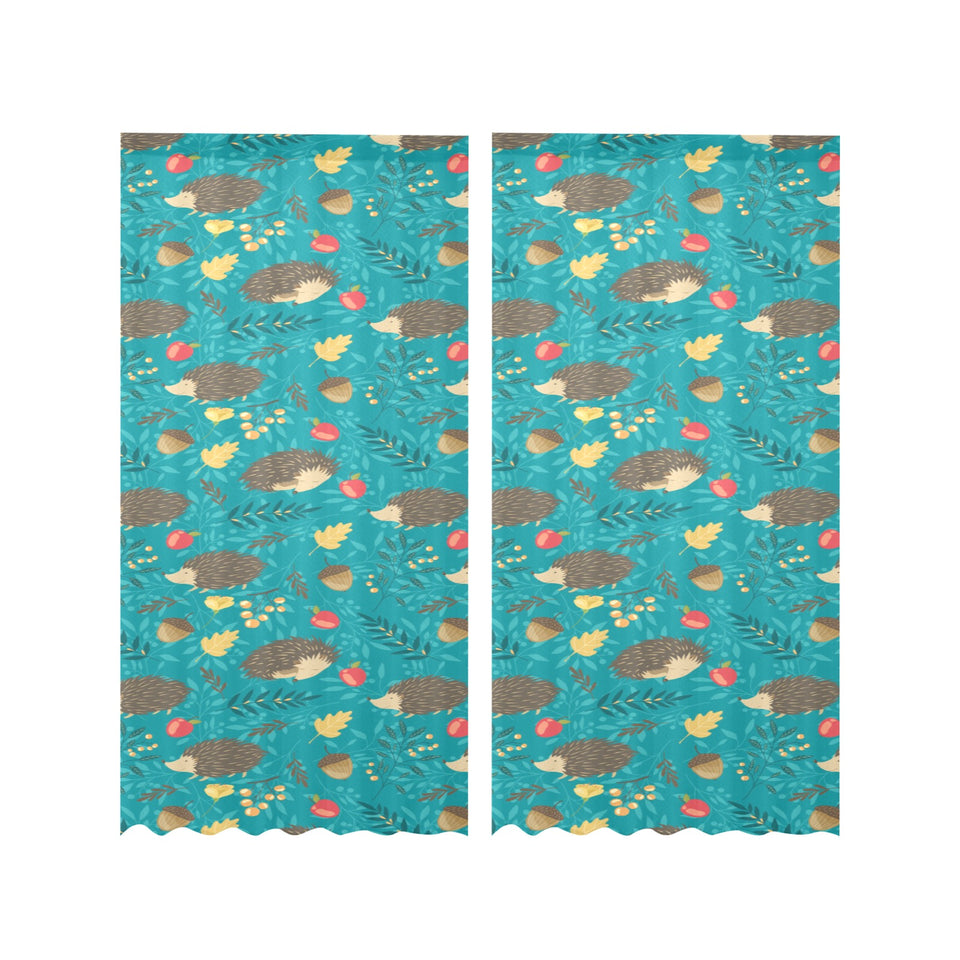 Hedgehog Pattern Print Design 01 Gauze Curtain