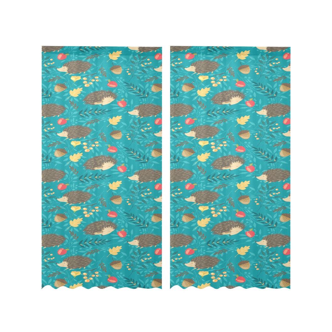 Hedgehog Pattern Print Design 01 Gauze Curtain