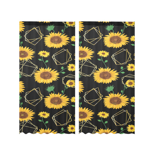 sunflower golden polygonal shapes Gauze Curtain