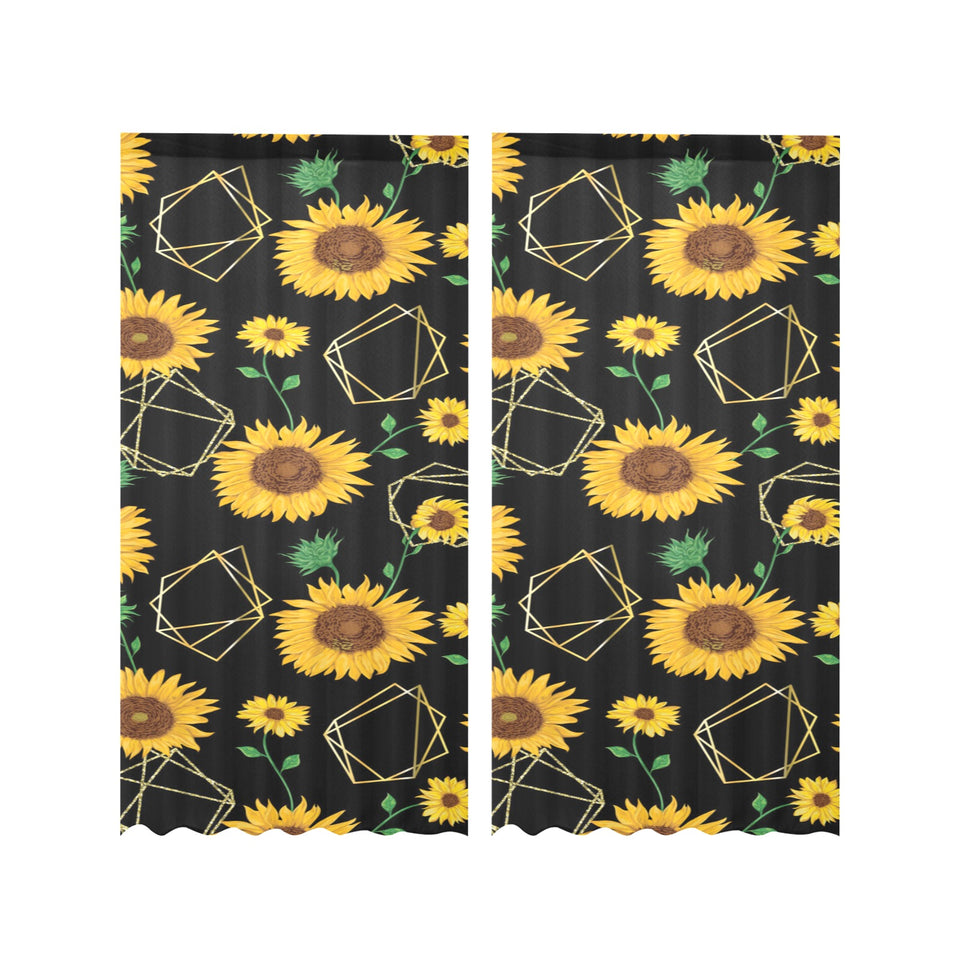 sunflower golden polygonal shapes Gauze Curtain