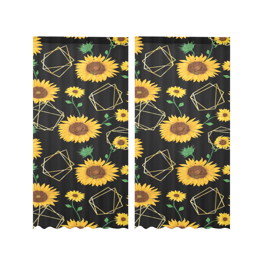 sunflower golden polygonal shapes Gauze Curtain