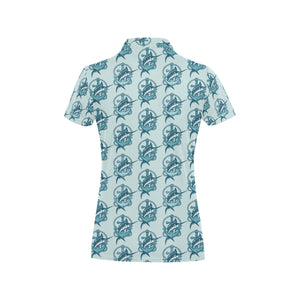 Swordfish Pattern Print Design 05 Women's All Over Print Polo Shirt