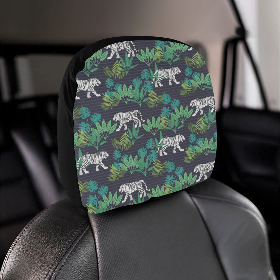 white bengal tigers tropical plant Car Headrest Cover