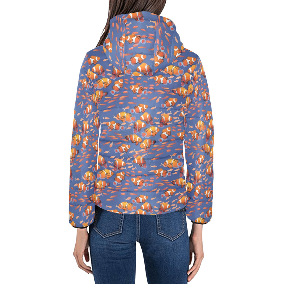 Clown Fish Pattern Print Design 04 Women's Padded Hooded Jacket
