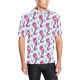 Purple seahorse blue coral pattern Men's All Over Print Polo Shirt
