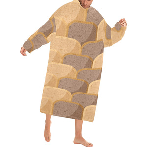 Bread Toast Pattern Print Design 04 Blanket Robe with Sleeves