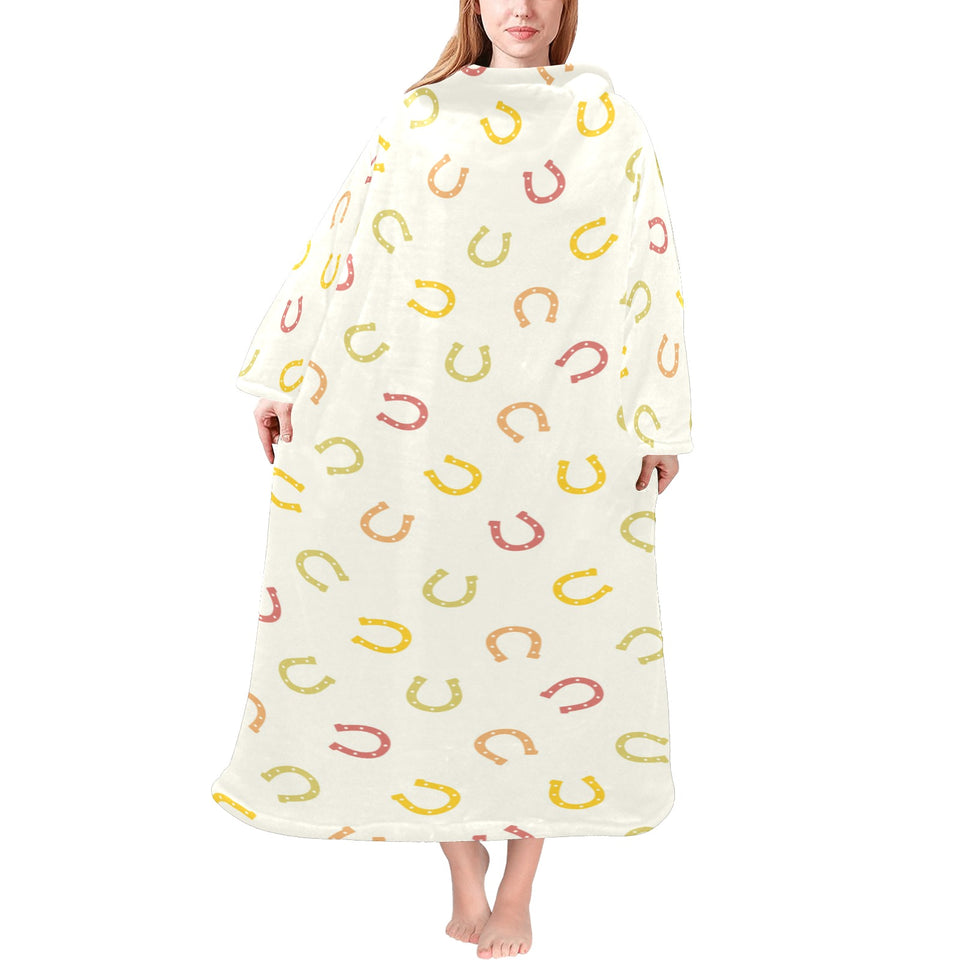 Horseshoes Pattern Print Design 02 Blanket Robe with Sleeves