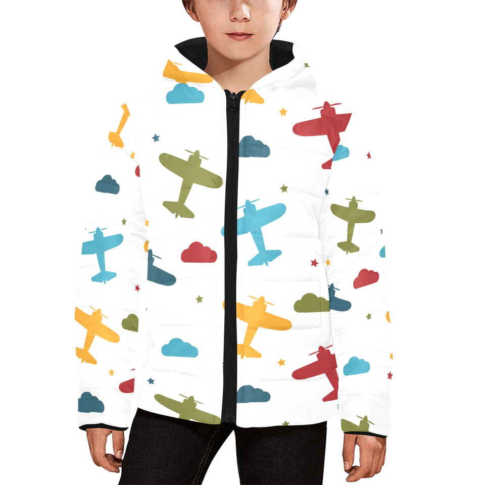 Airplane star cloud colorful Kids' Boys' Girls' Padded Hooded Jacket