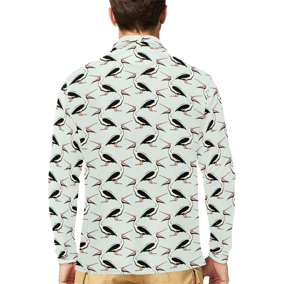 Pelican Pattern Print Design 02 Men's Long Sleeve Polo Shirt