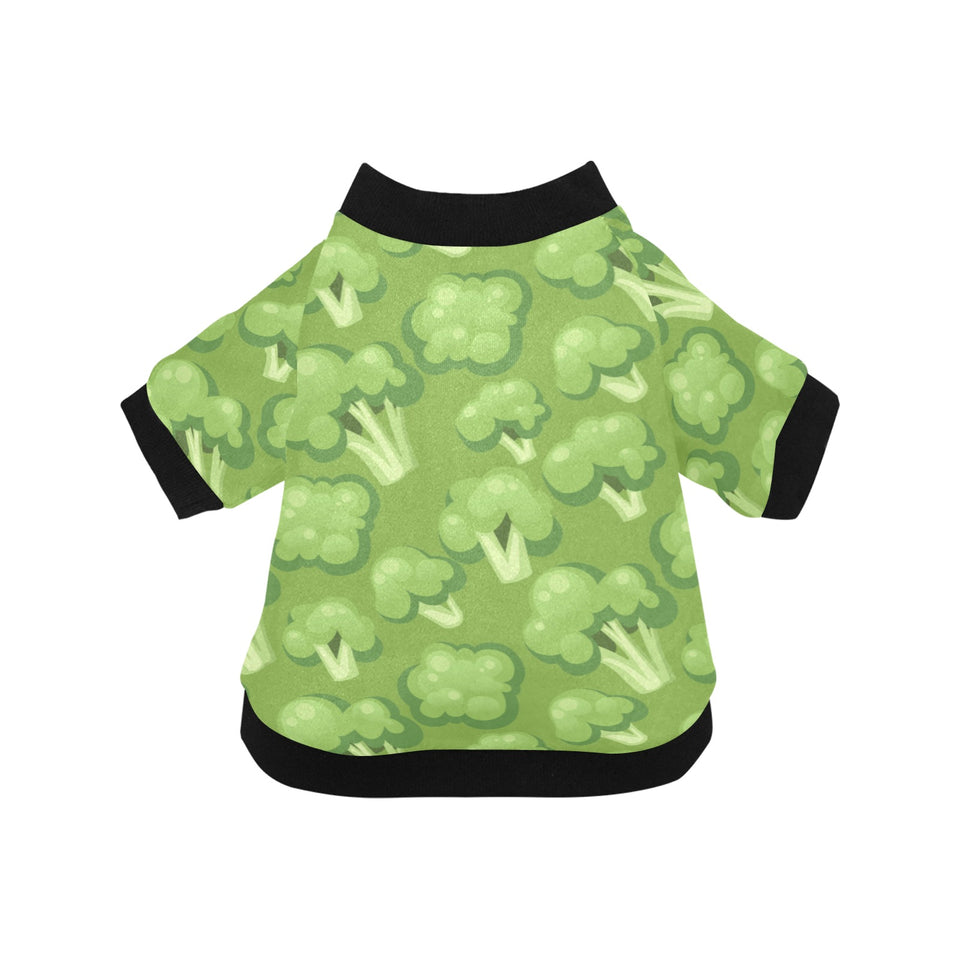 Broccoli pattern green background All Over Print Pet Dog Round Neck Fuzzy Shirt
