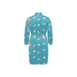 Jack Russel Pattern Print Design 03 Men's Long Sleeve Belted Night Robe
