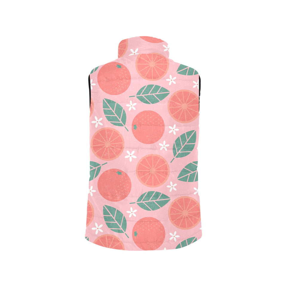 Grapefruit leaves flower pink background Men's Padded Vest
