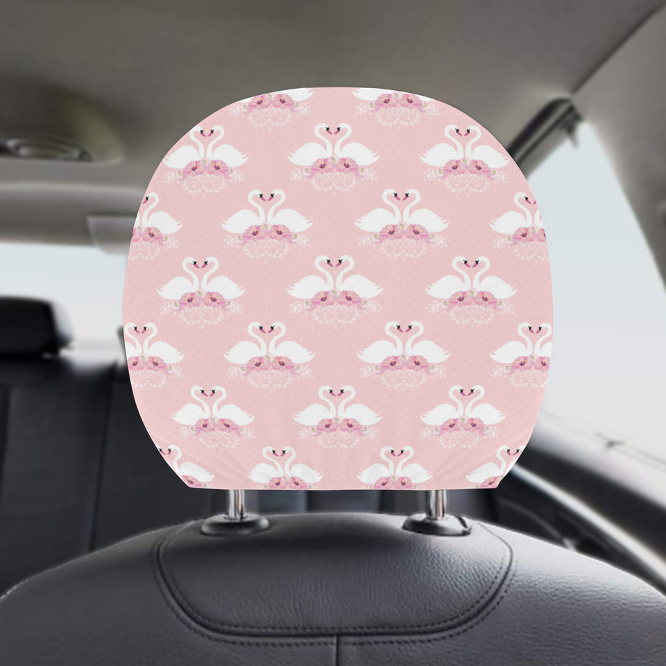 White swan and flower love pattern Car Headrest Cover