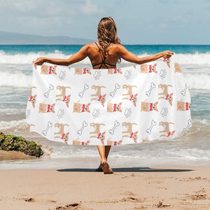 Chihuahua bone paw pattern Beach Towel