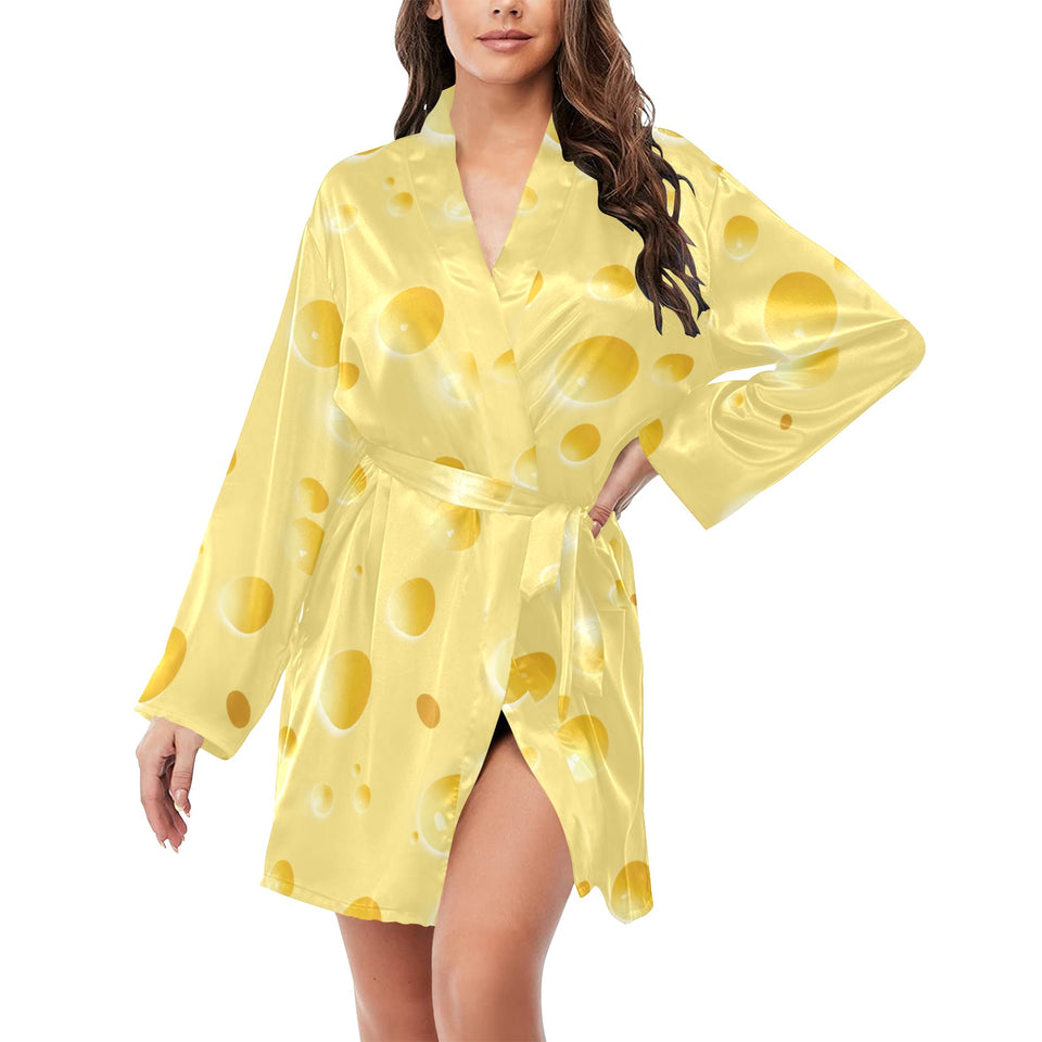 Cheese texture Women's Long Sleeve Belted Night Robe