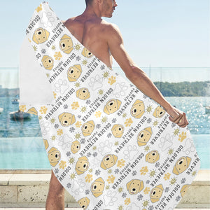 Golden Retriever Pattern Print Design 04 Beach Towel