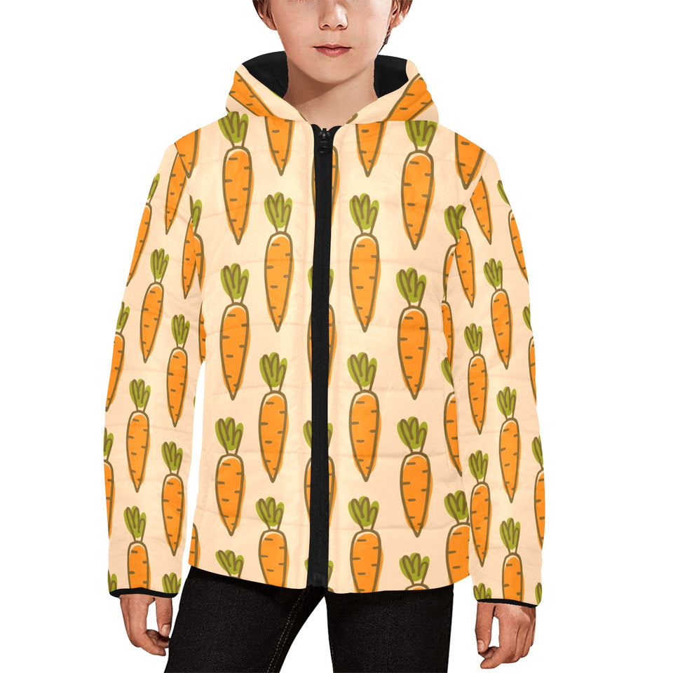 Carrot Pattern Print Design 04 Kids' Boys' Girls' Padded Hooded Jacket
