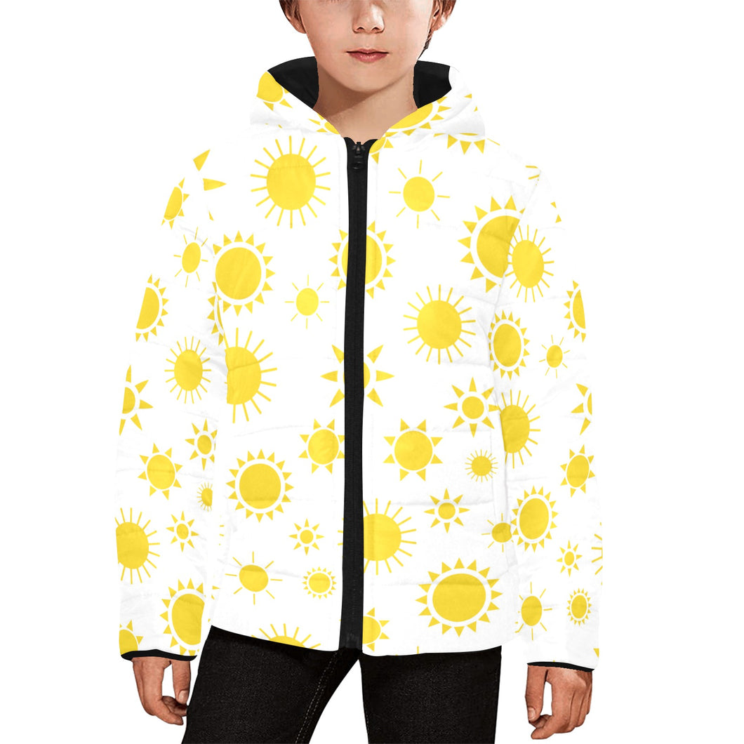 Sun pattern Kids' Boys' Girls' Padded Hooded Jacket