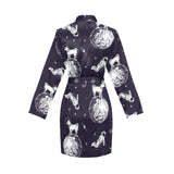 Chihuahua space helmet. astronaut pattern Women's Long Sleeve Belted Night Robe