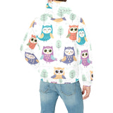 Cute owl pattern Men's Padded Hooded Jacket
