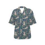 Raccoon tropical leaves pattern Women's All Over Print Hawaiian Shirt