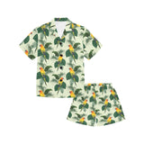 Beautiful parrot palm leaves pattern Kids' Boys' Girls' V-Neck Short Pajama Set
