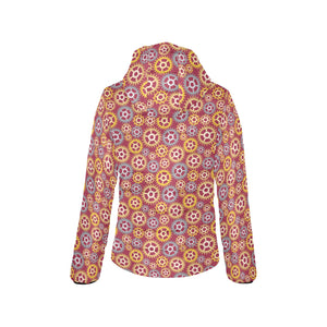 Gear Pattern Print Design 04 Women's Padded Hooded Jacket