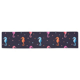 Watercolor colorful seahorse pattern Table Runner