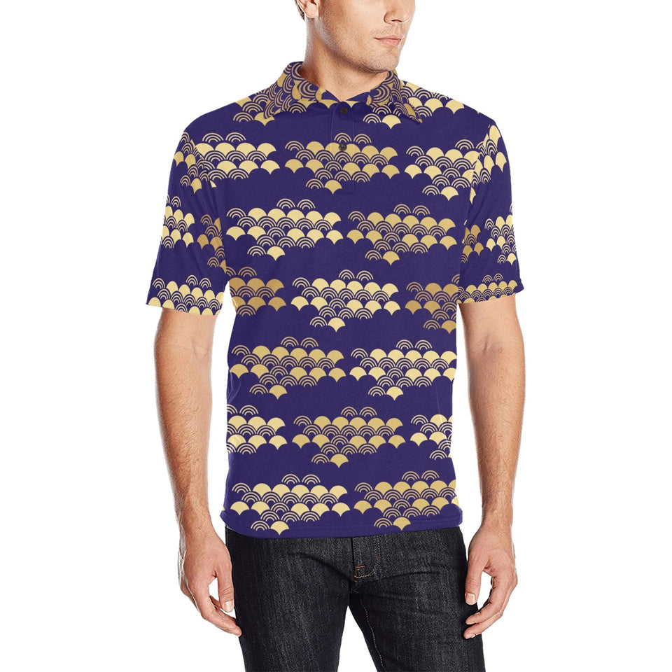 Beautiful japanese fan pattern Men's All Over Print Polo Shirt