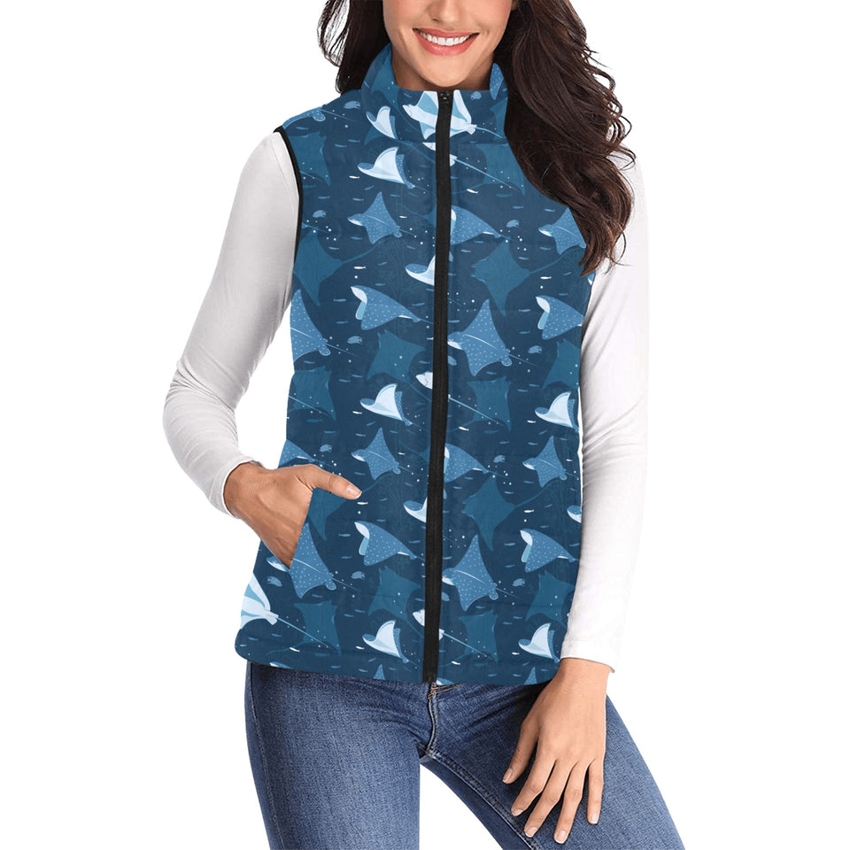 Stingray Pattern Print Design 04 Women's Padded Vest
