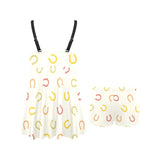 Horseshoes Pattern Print Design 02 Chest Sexy Pleated Two Piece Swim Dress