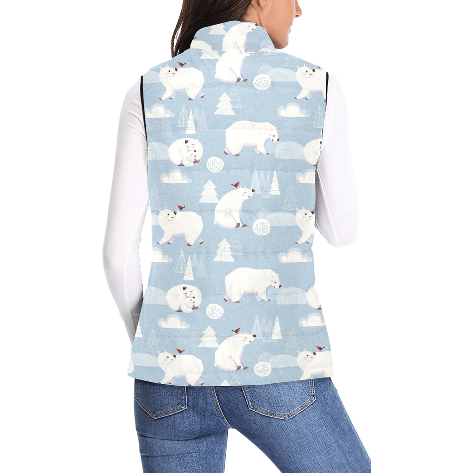 Cute polar bears Christmas decoration pattern Women's Padded Vest