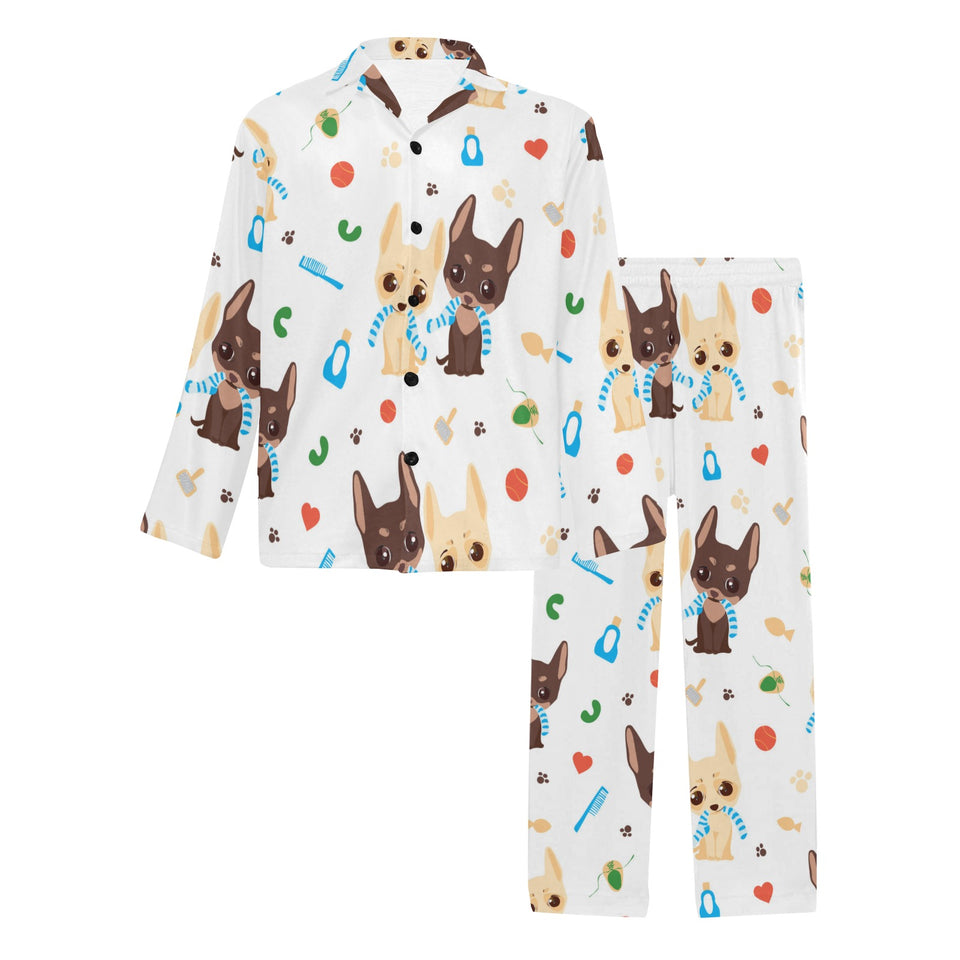 Cute Chihuahua dog pattern Men's Long Pajama Set