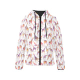 Giraffe Pattern Print Design 02 Women's Padded Hooded Jacket